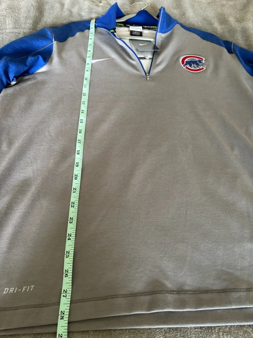 Nike Gray and Royal Blue Chicago Cubs Dri-FIT Quarter-Zip Men size L